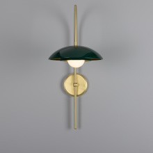 Mullan Lighting MLWL448SATBRSPCRGROP - Marrakesh Wall Light | Satin Brass & Racing Green | Opal